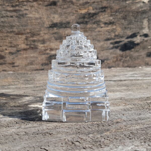 AAA Quality Crystal Sphatik Shree Yantra, 3.20" White Clean Crystal Stone Shree Yantra with Lab Certificate