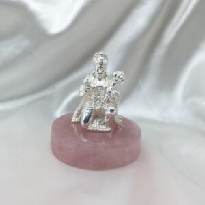 925 Silver Hanuman Statue on Rose Quartz Stone, Handcrafted Spiritual Décor for Home, Perfect Gift for Festivals & Blessings - Image 3