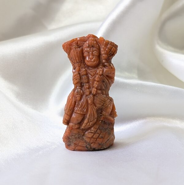 Original Red Coral Hanuman Idol with Lab Certified, 2.15" Lord Hanuman Ji Idol