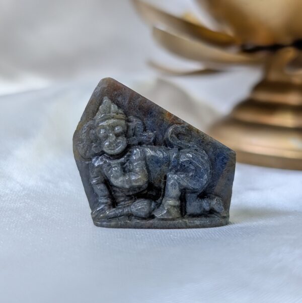 Original Blue Sapphire Hanuman Idol, Unheated Blue Sapphire, Lab Certified Sapphire Idol