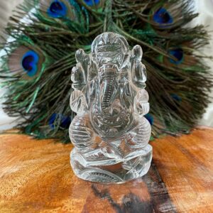 3.50" Crystal Ganesha Idol, Original Sphatik Ganesha Statue for Prayer Room