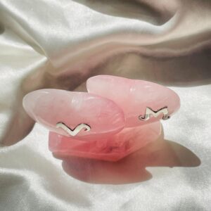 Personalized Rose Quartz Twin Puffy Heart, Custom Letter in Silver, Meaningful Gift for Anniversaries or Weddings - Image 6