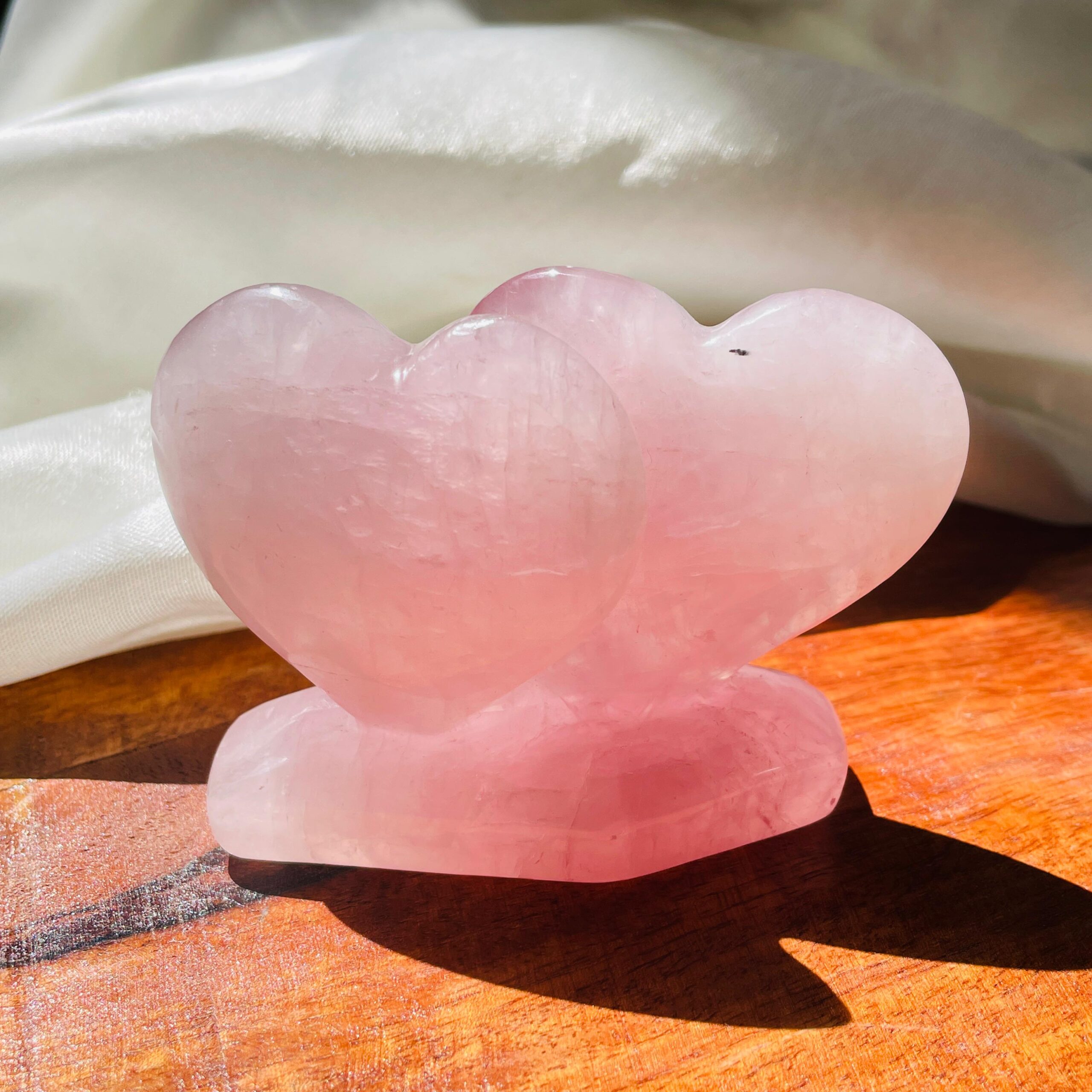 Personalized Rose Quartz Twin Puffy Heart, Custom Letter in Silver, Meaningful Gift for Anniversaries or Weddings - Image 9