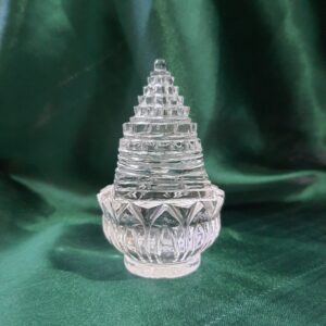 Original Crystal Sphatik Shree Yantra on Lotus, Pure White Crystal Shree Yantra with Lab Certificate