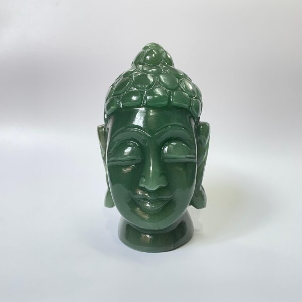 Green Aventurine Buddha Head 5.5" Green Stone Buddha Head for Meditation