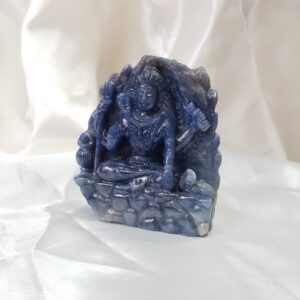Original Blue sapphire Shiva statue IIGJ certified blue sapphire gemstone Shiva Idol - Image 3