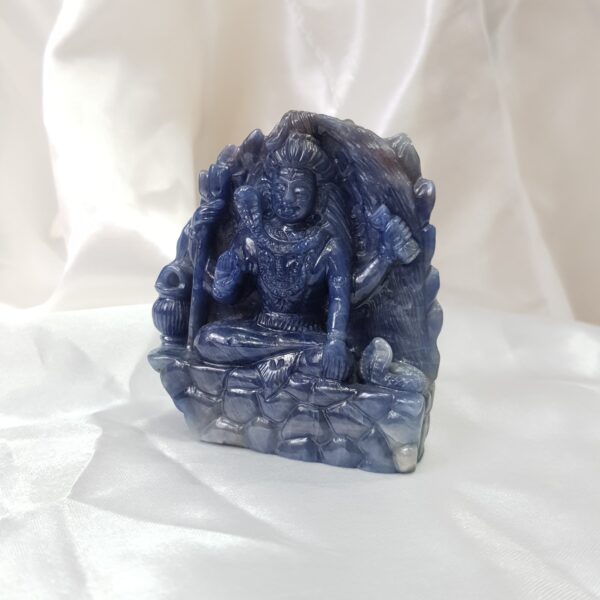 Original Blue sapphire Shiva statue IIGJ certified blue sapphire gemstone Shiva Idol - Image 3