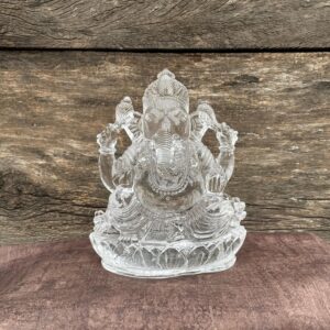 Crystal Sphatik Ganesha Statue with Lab Certificate, White Crystal Sphatik Ganesha Idol 18.50 Centimeters
