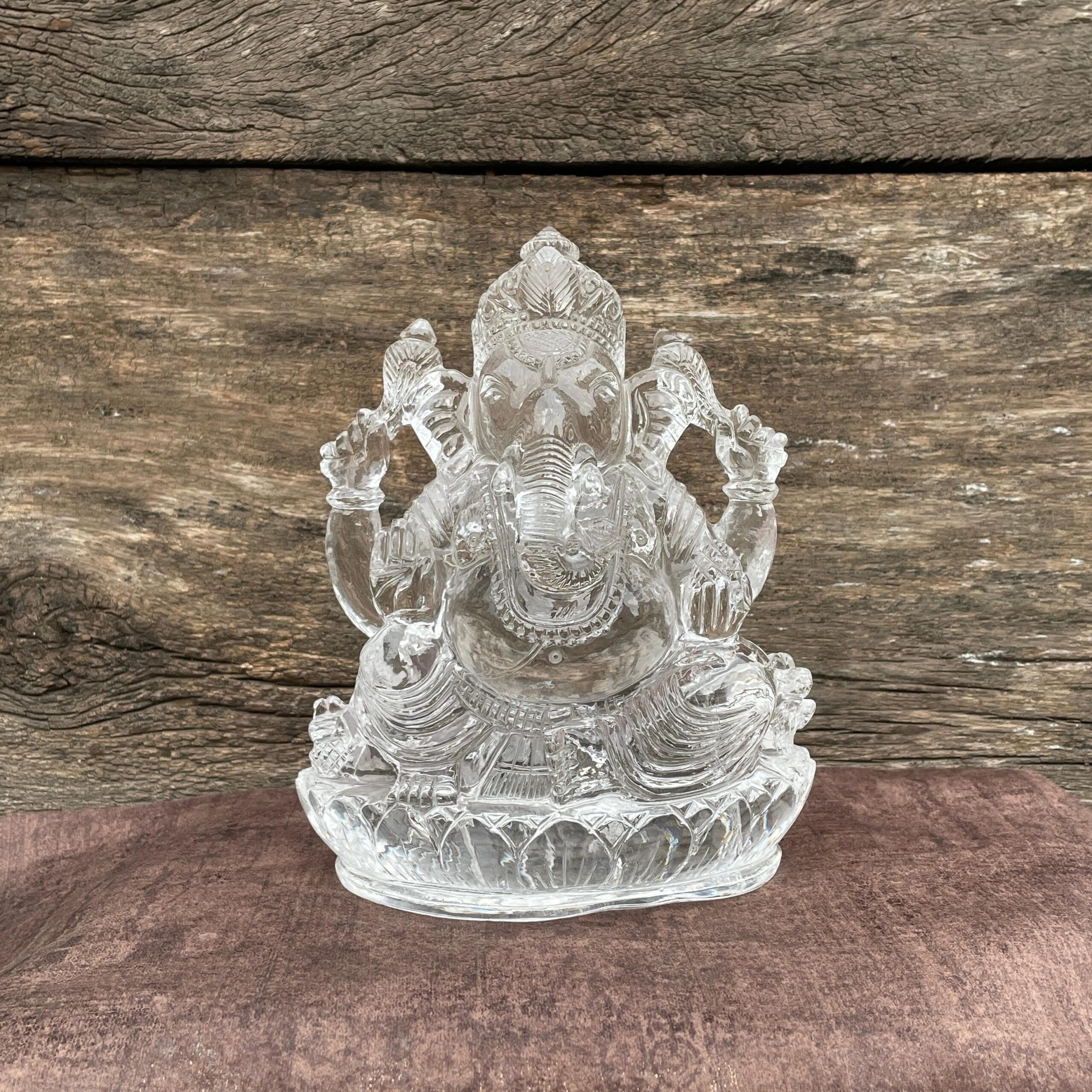 Crystal Sphatik Ganesha Statue with Lab Certificate, White Crystal Sphatik Ganesha Idol 18.50 Centimeters - Image 1