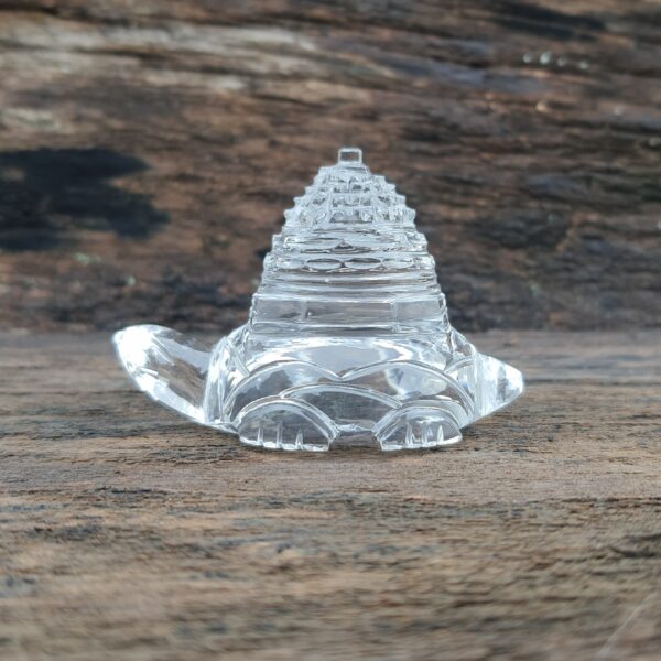 Original Crystal Sphatik Shree Yantra on Turtle, White Sphatik Turtle Shri Yantra - Image 1
