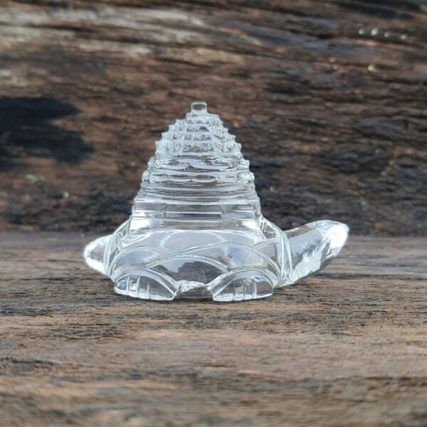 Original Crystal Sphatik Shree Yantra on Turtle, White Sphatik Turtle Shri Yantra - Image 2
