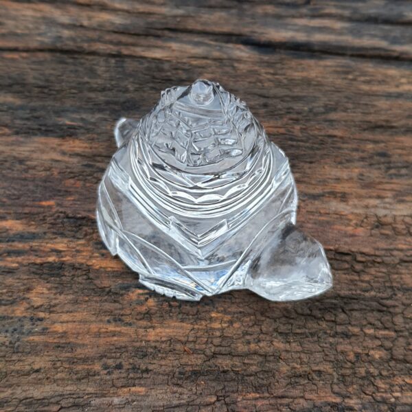 Original Crystal Sphatik Shree Yantra on Turtle, White Sphatik Turtle Shri Yantra - Image 3