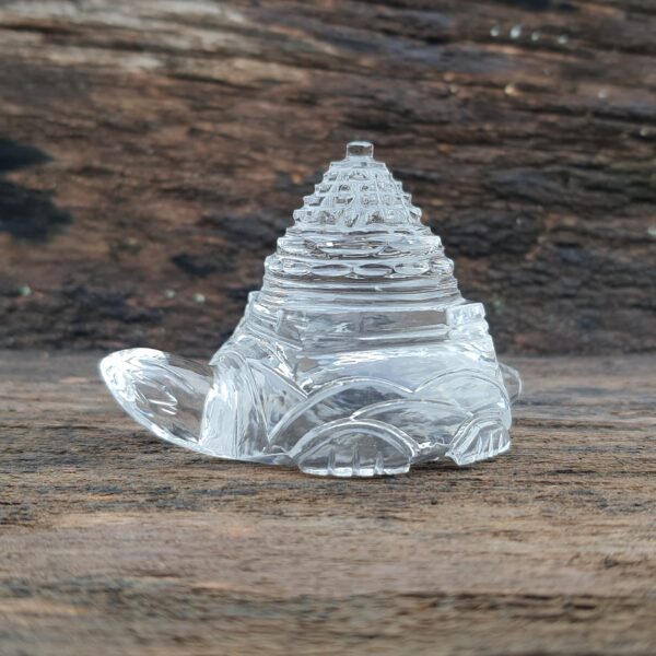 Original Crystal Sphatik Shree Yantra on Turtle, White Sphatik Turtle Shri Yantra - Image 4