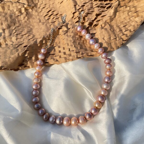 Elegant Pearl Necklace Set, Round Pink Peral Necklace with Stud Earrings - Image 6