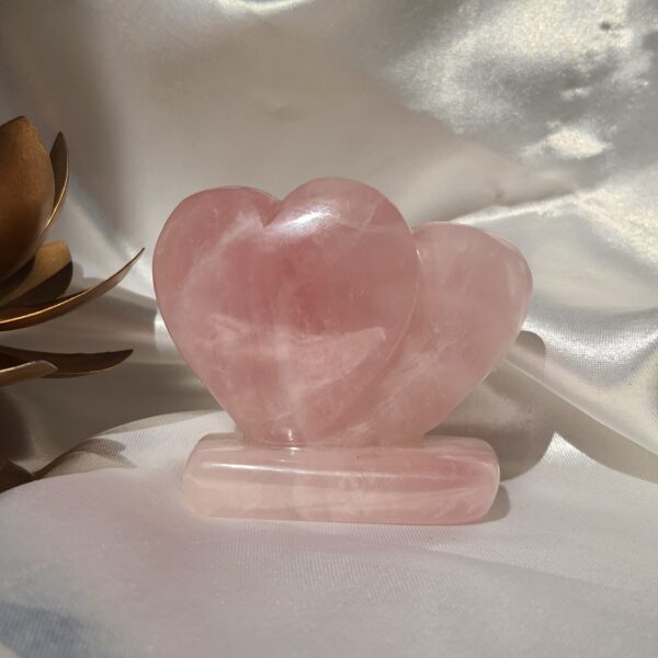 Rose Quartz Twin Puffy Heart, Pink Crystal Décor for Home & Premium Gift for Loved Ones - Image 2