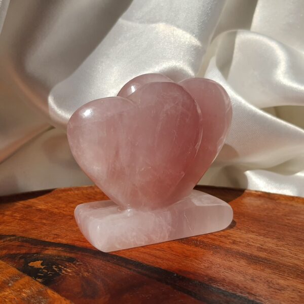 Rose Quartz Twin Puffy Heart, Pink Crystal Décor for Home & Premium Gift for Loved Ones - Image 1