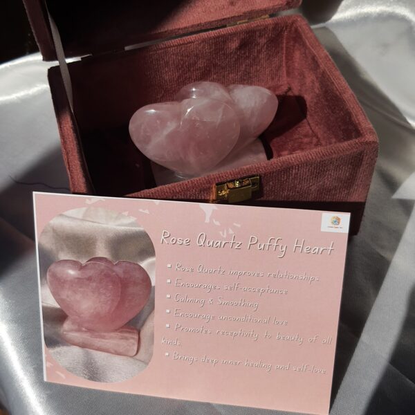 Rose Quartz Twin Puffy Heart, Pink Crystal Décor for Home & Premium Gift for Loved Ones - Image 6