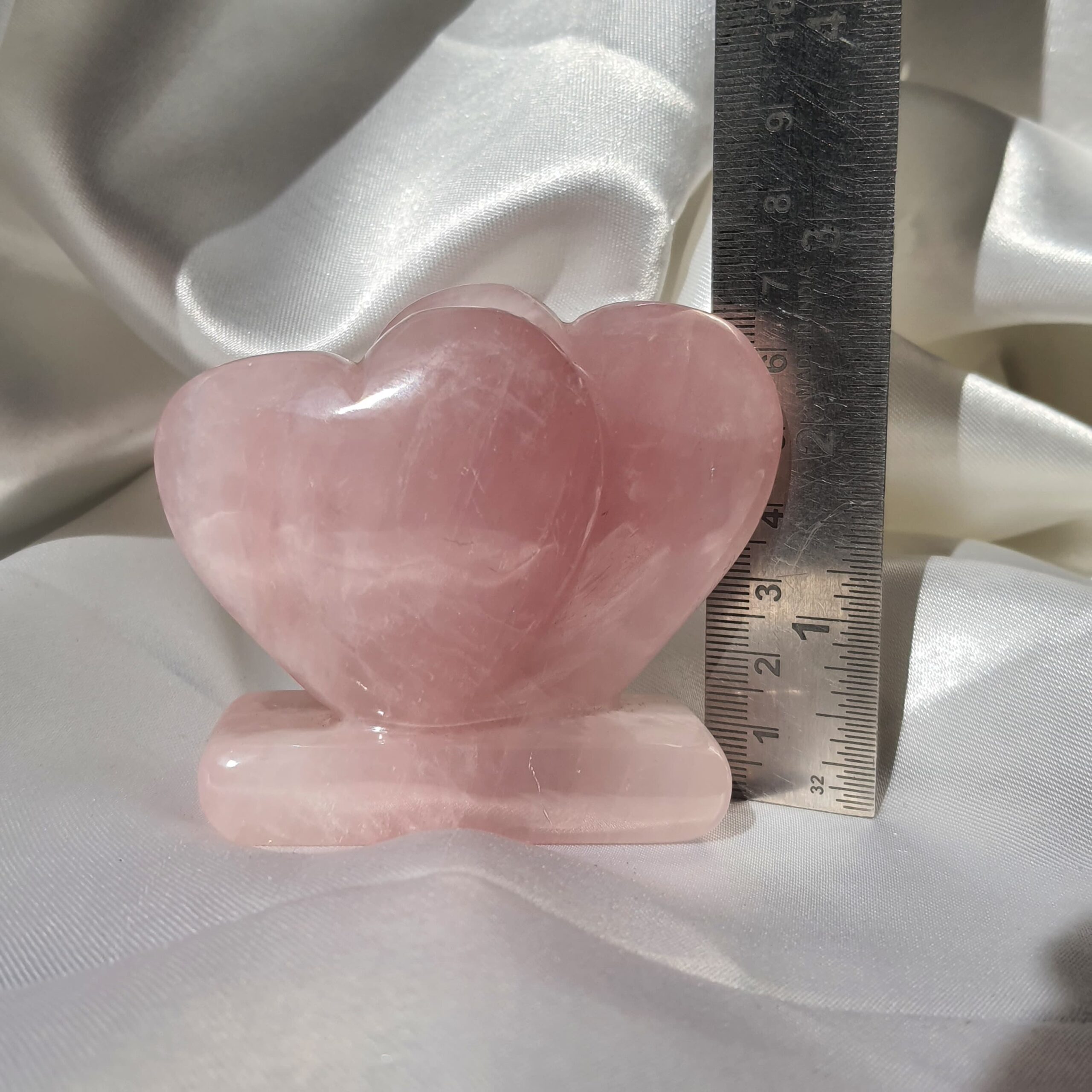 Rose Quartz Twin Puffy Heart, Pink Crystal Décor for Home & Premium Gift for Loved Ones - Image 7