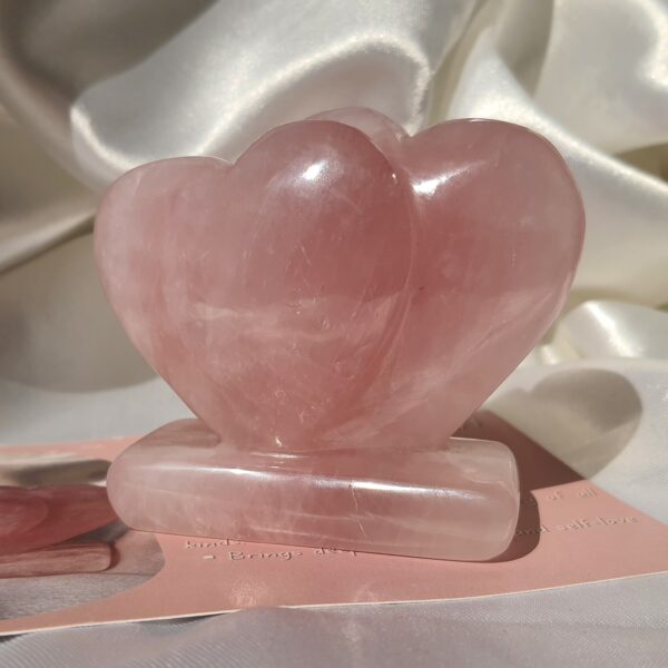 Rose Quartz Twin Puffy Heart, Pink Crystal Décor for Home & Premium Gift for Loved Ones - Image 8