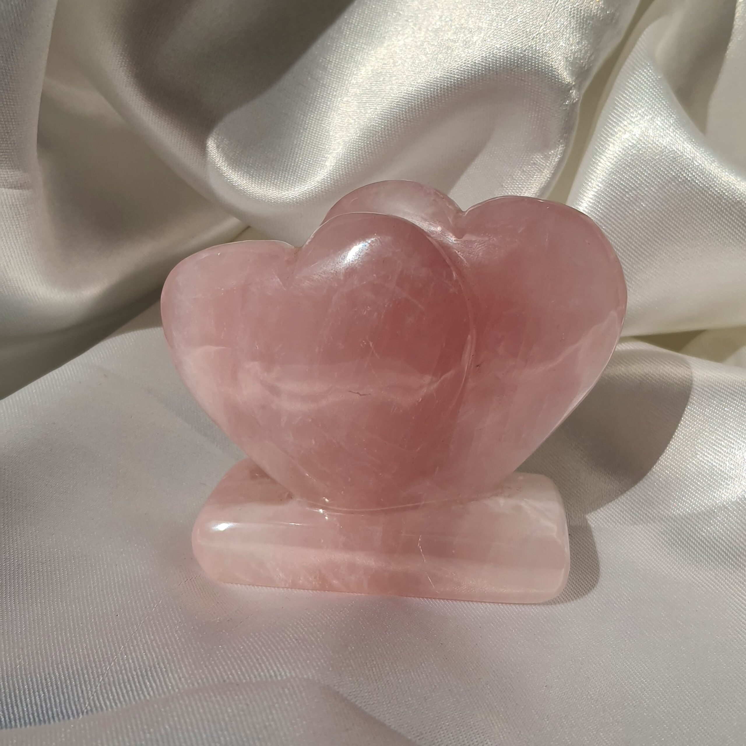 Rose Quartz Twin Puffy Heart, Pink Crystal Décor for Home & Premium Gift for Loved Ones - Image 9