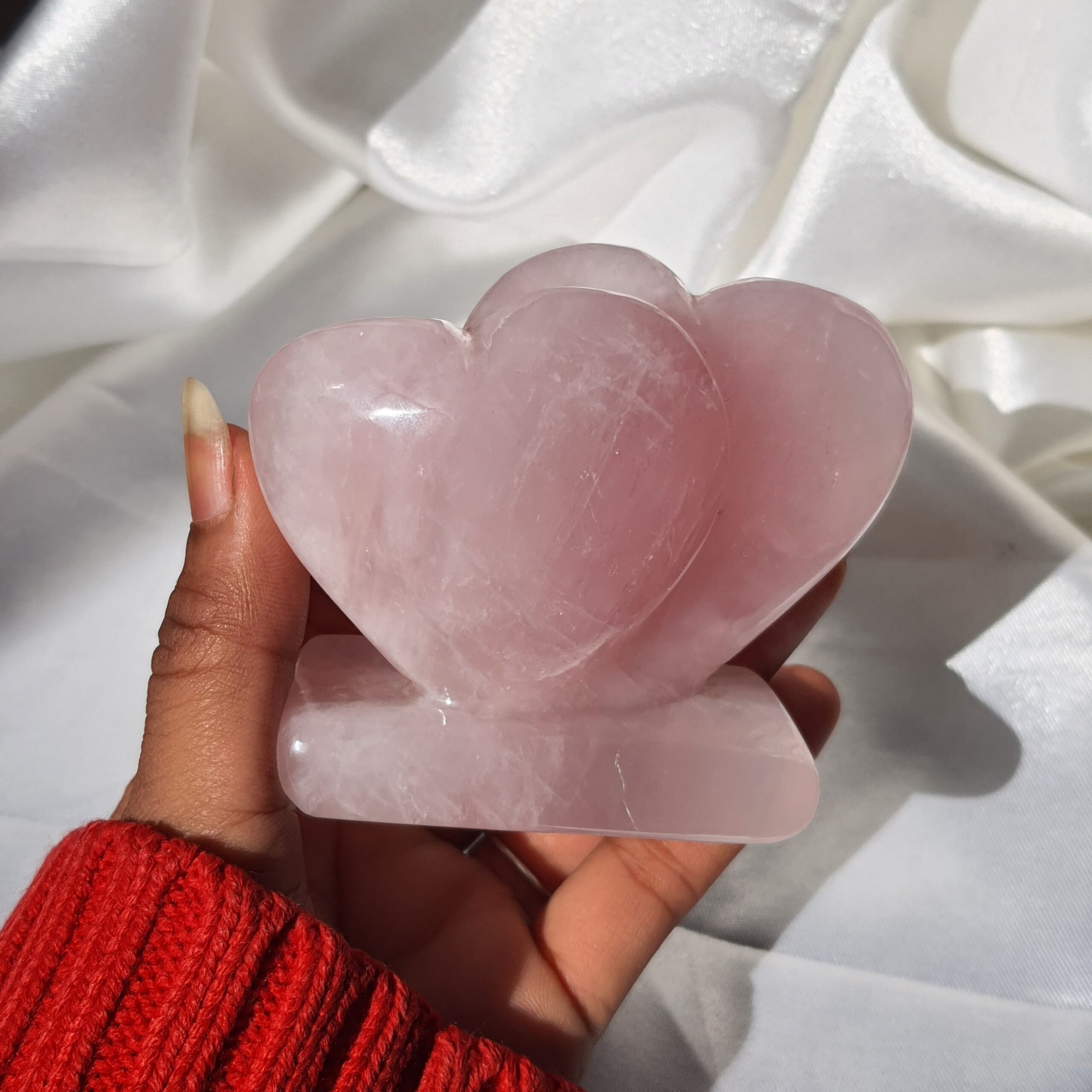 Rose Quartz Twin Puffy Heart, Pink Crystal Décor for Home & Premium Gift for Loved Ones - Image 10