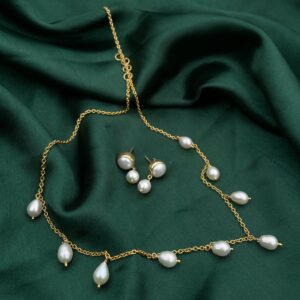 Elegant Pearl Necklace Set, Authentic White Pearl Necklace with Silver Earrings, Perfect for Weddings and Luxury Gifts - Image 3