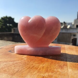 Rose Quartz Twins Heart, Beautiful pink crystal décor piece, Perfect for love energy and healing, Ideal gift for anniversaries - Image 4