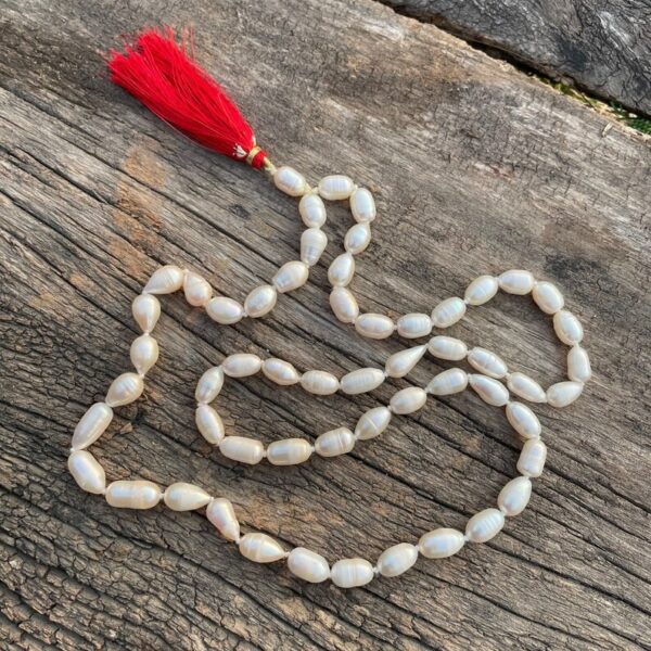 6mm Pearl beads mala, white oval shape Pearl mala for meditation, necklace & jap mala