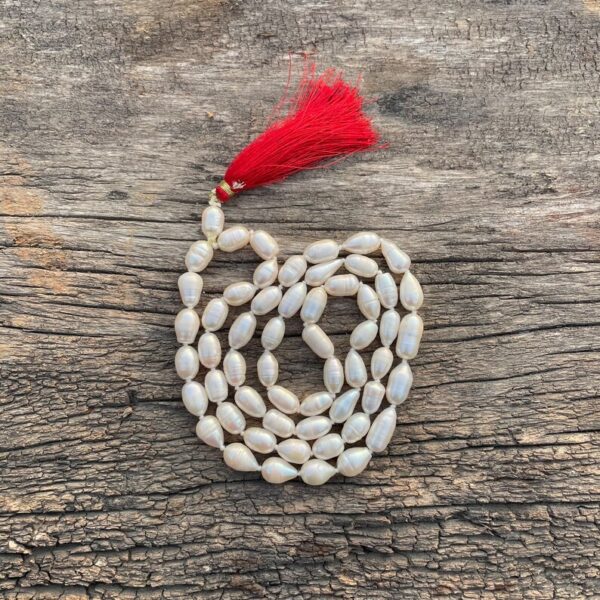 6mm Pearl beads mala, white oval shape Pearl mala for meditation, necklace & jap mala - Image 2