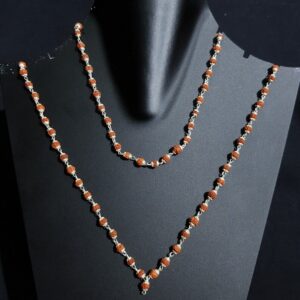 5 Face Rudraksha Mala with 925 Sterling Silver Cap, Panchmukhi Rudraksha Mala for Meditation