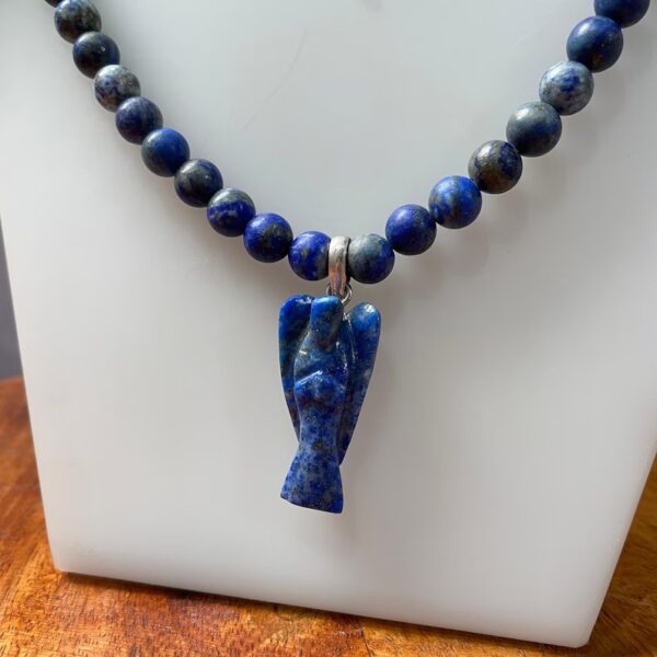 Blue Lapis lazuli mala with Angel pendant for women n girls necklace
