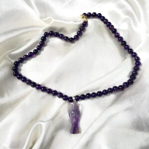 Amethyst mala with Angel pendant for women n girls necklace - Image 7
