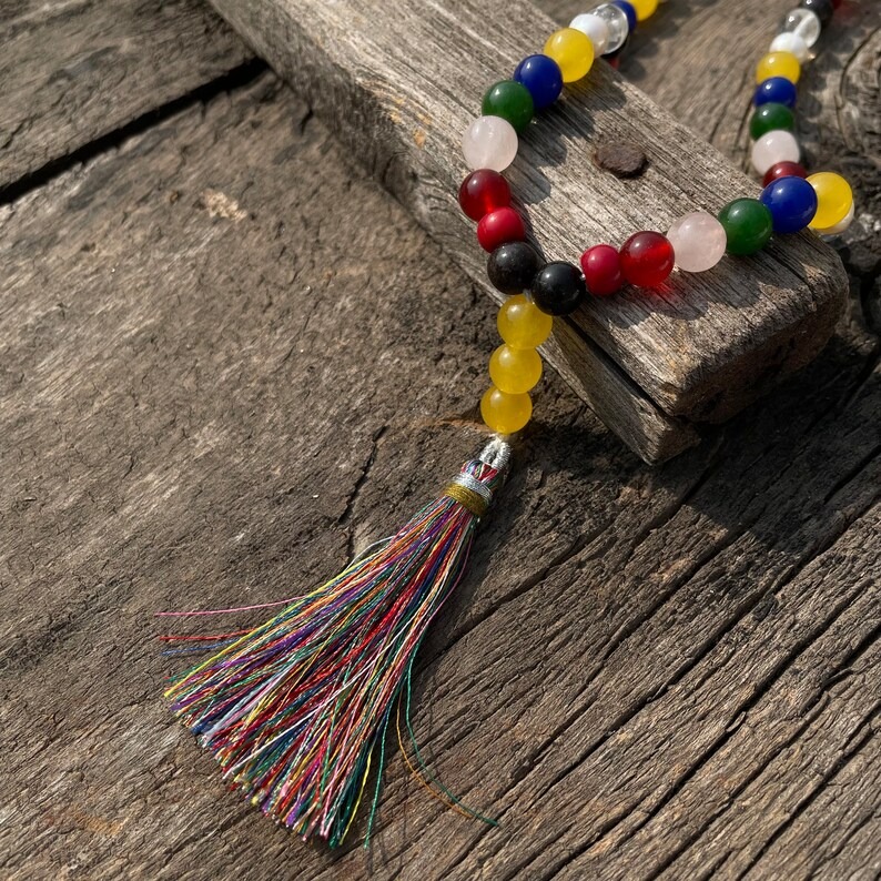 Natural 9 chakra gemstone beads mala for meditation & prayer - Image 2