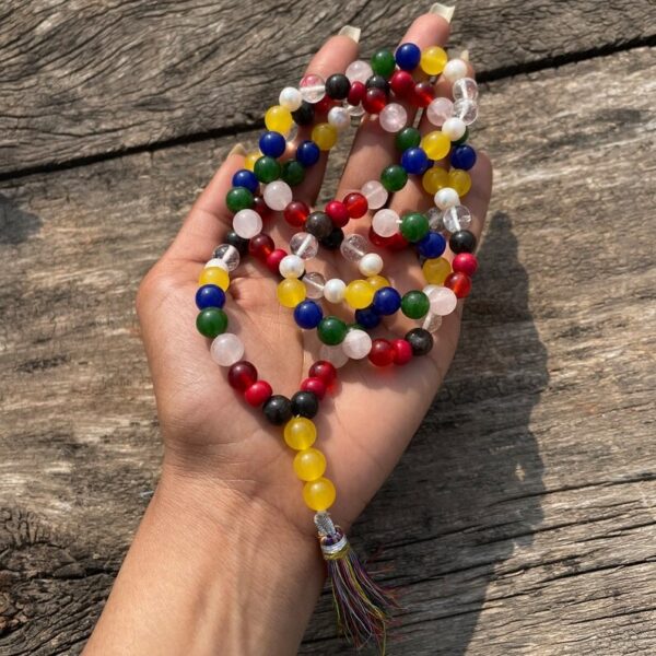 Natural 9 chakra gemstone beads mala for meditation & prayer - Image 5