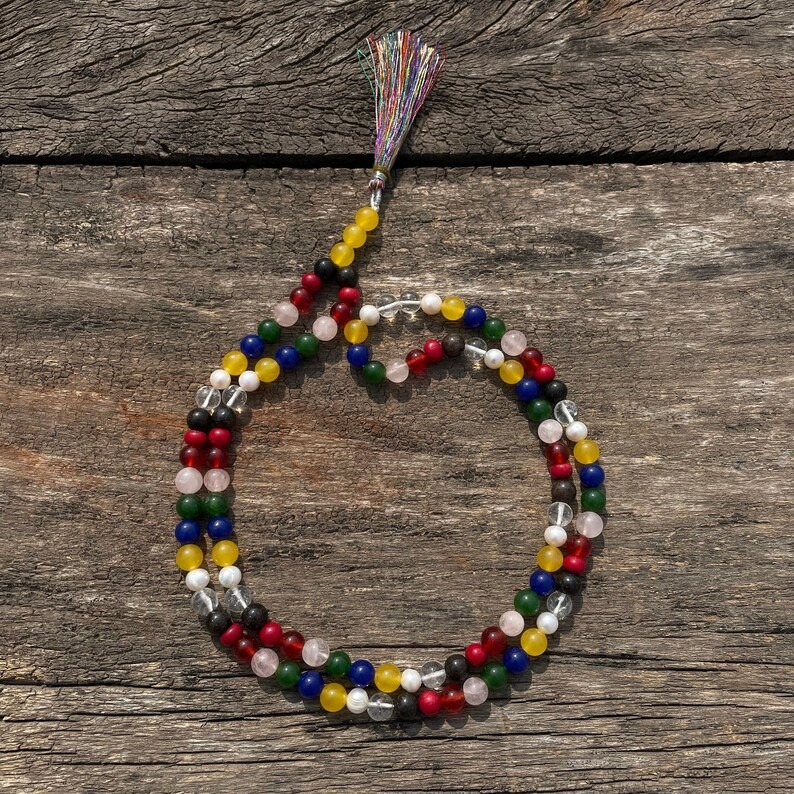 Natural 9 chakra gemstone beads mala for meditation & prayer - Image 6