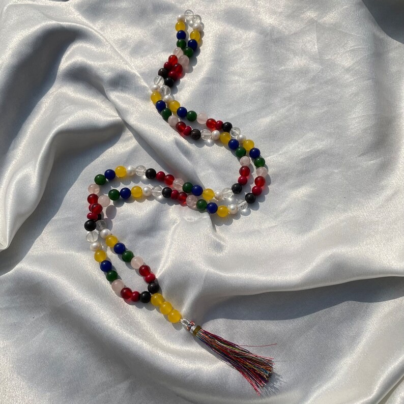Natural 9 chakra gemstone beads mala for meditation & prayer - Image 7