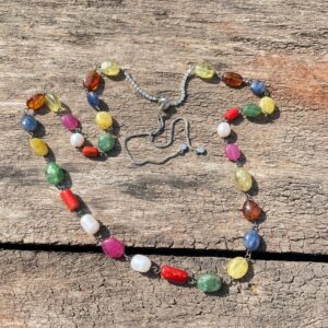 Navratna Mala Necklace, 4mm Natural Gemstone Beads in 925 Silver - Image 6
