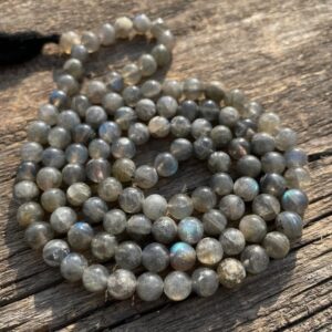 Natural Labradorite Stone Beads Mala for Spiritual Meditation & Gifts - Image 1