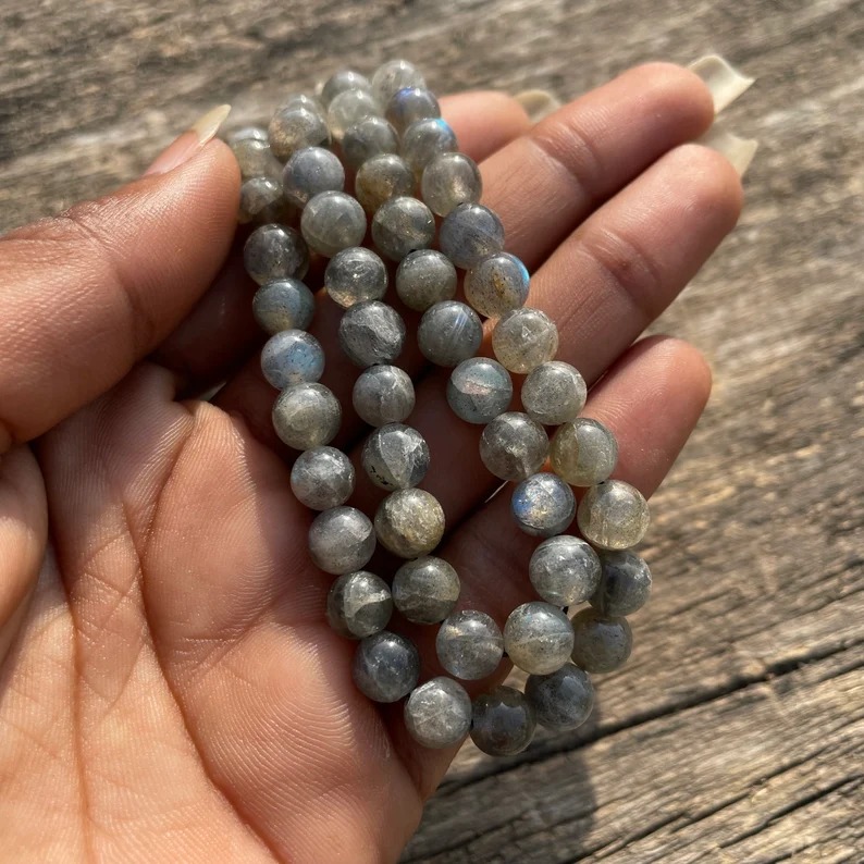 Natural Labradorite Stone Beads Mala for Spiritual Meditation & Gifts - Image 5
