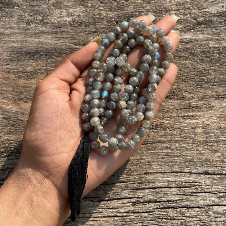 Natural Labradorite Stone Beads Mala for Spiritual Meditation & Gifts - Image 6