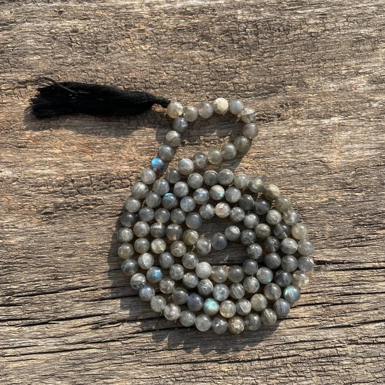 Natural Labradorite Stone Beads Mala for Spiritual Meditation & Gifts - Image 8