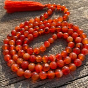 Orange Carnelian stone Beads Mala for Prayer, Meditation & Jaap Mala - Image 1