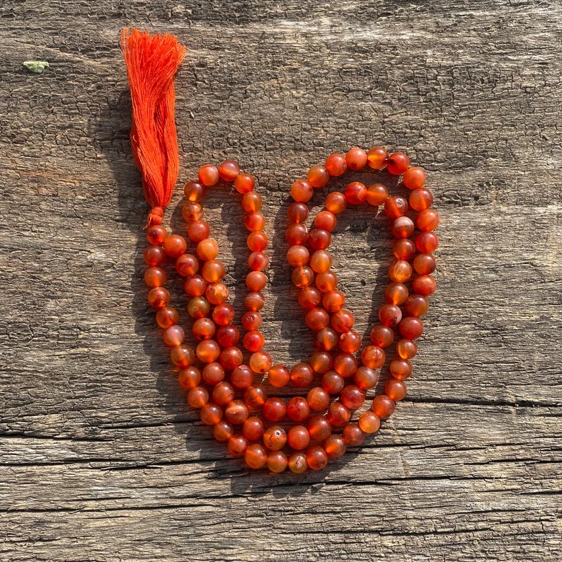 Orange Carnelian stone Beads Mala for Prayer, Meditation & Jaap Mala - Image 3
