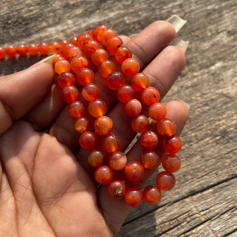 Orange Carnelian stone Beads Mala for Prayer, Meditation & Jaap Mala - Image 5