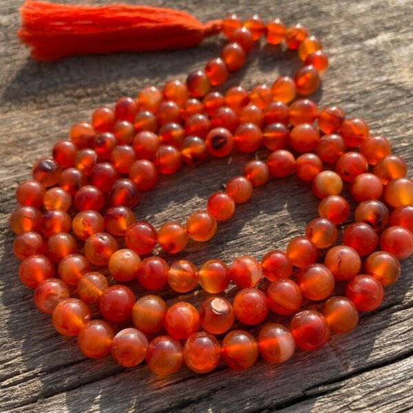Orange Carnelian stone Beads Mala for Prayer, Meditation & Jaap Mala