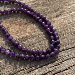 Natural Amethyst Gemstone Beads Mala 8 MM Round Shape Purple Amethyst Mala - Image 4