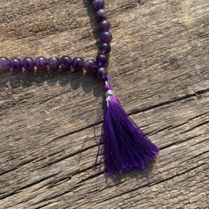 Natural Amethyst Gemstone Beads Mala 8 MM Round Shape Purple Amethyst Mala - Image 6