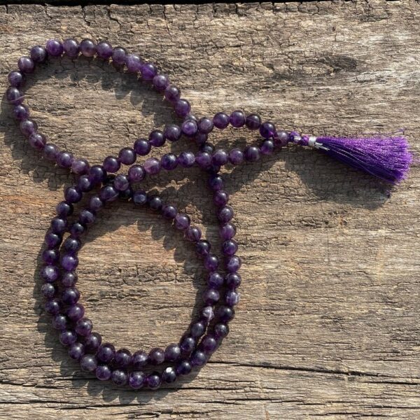 Natural Amethyst Gemstone Beads Mala 8 MM Round Shape Purple Amethyst Mala - Image 7