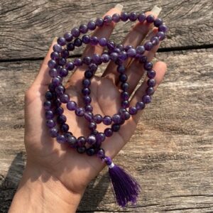Natural Amethyst Gemstone Beads Mala 8 MM Round Shape Purple Amethyst Mala - Image 8