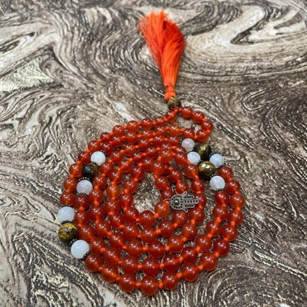 Red Carnelian Stone Mala 8.50mm 109 Carnelian Beads Mala Red Stone Prayer Jaap Mala - Image 2